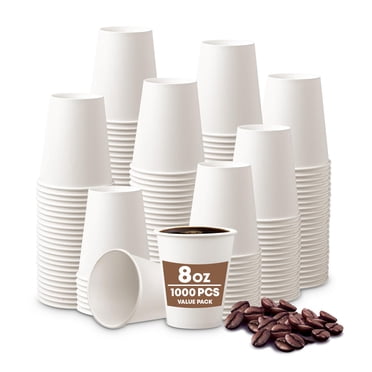 [1000 Pcs] Gobelets à Café en Papier Jetables Blancs de 8oz (236ml) pour Boissons Chaudes – Gobelets à Emporter Étanches et Recyclables pour Café, Thé, Chocolat Chaud, Bureau et Événements