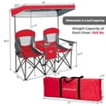 thumbnail image 3 of Goplus Chaises de Camping Portatives Pliantes avec Auvent, Porte-Gobelet, Glacière, Extérieur, Rouge, Breveté, 3 of 10