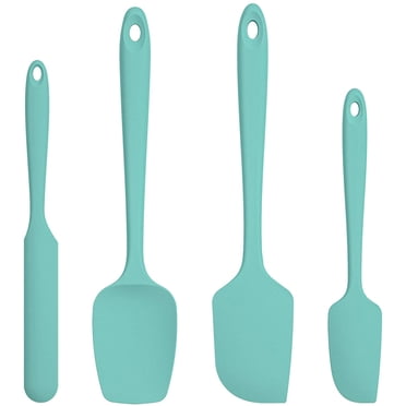 U-Taste 600°F High Heat Resistant Silicone Spatula Set of 4, BPA-Free Food Grade Kitchen Cooking Baking Mixing One Piece Seamless Flexible Rubber Scraper for Nonstick Cookware (Teal/Aqua Sky)