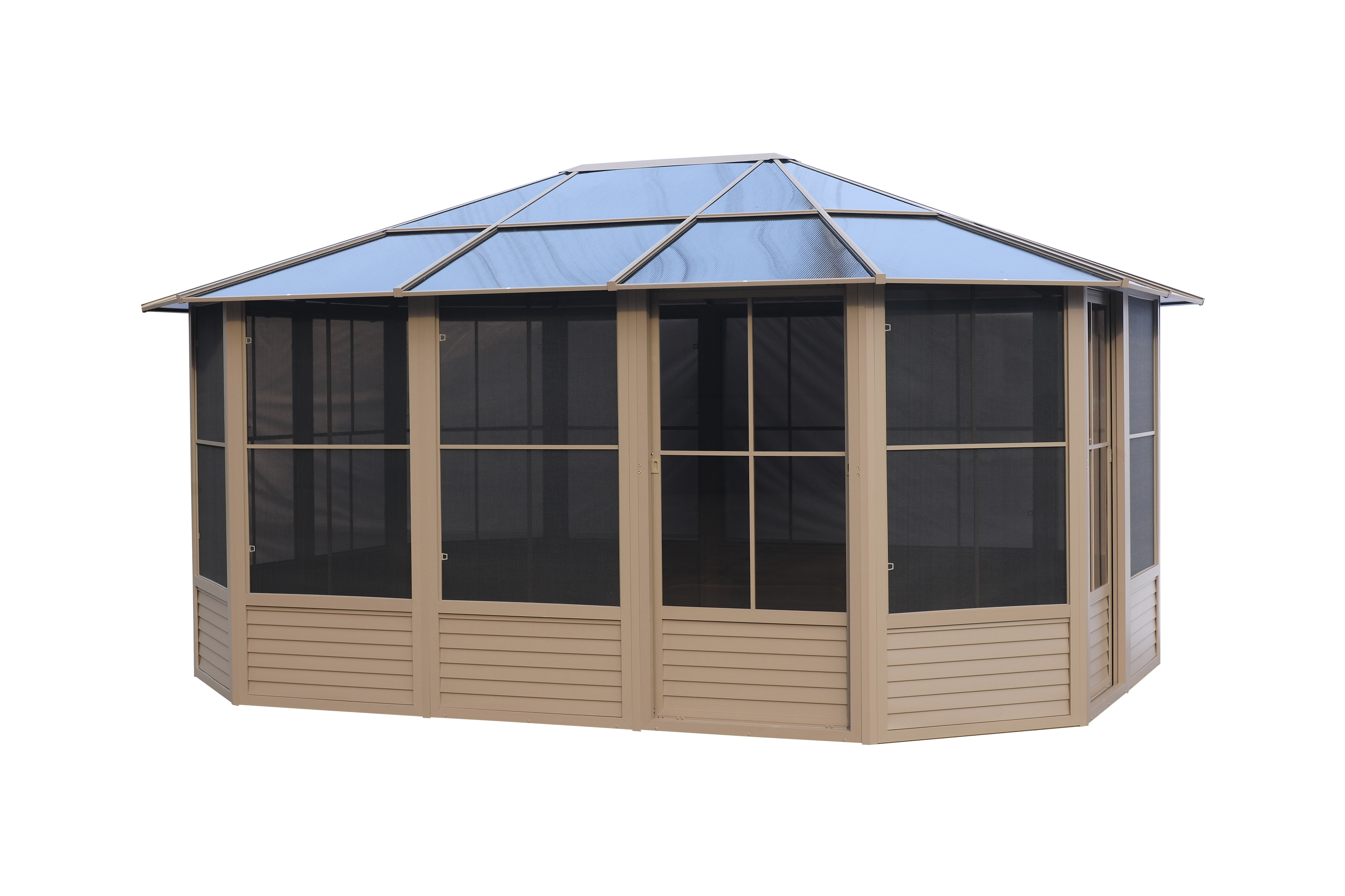 Gazebo Penguin Florence Solarium 12 Pi x 15 Pi Toit De Polycarbonate En Sable