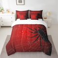 thumbnail image 2 of YST Ensemble de Literie Noir avec Araignée Géante, Ensemble de Couette d'Halloween, 7 Pcs, Design Gothique Vintage Rouge, Lit Simple, 2 of 5