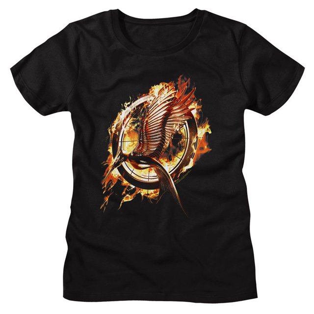 Hunger Games Catching Fire Mockingjay Black Women's T-Shirt Xl