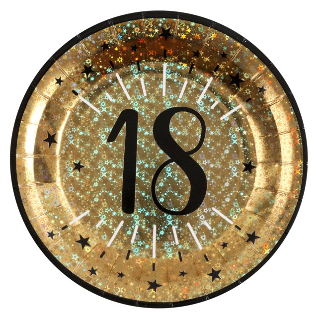 Assiettes de Souper de 18e Anniversaire Dorées Scintillantes - Trousse de Fête Élégante pour des Célébrations Mémorables