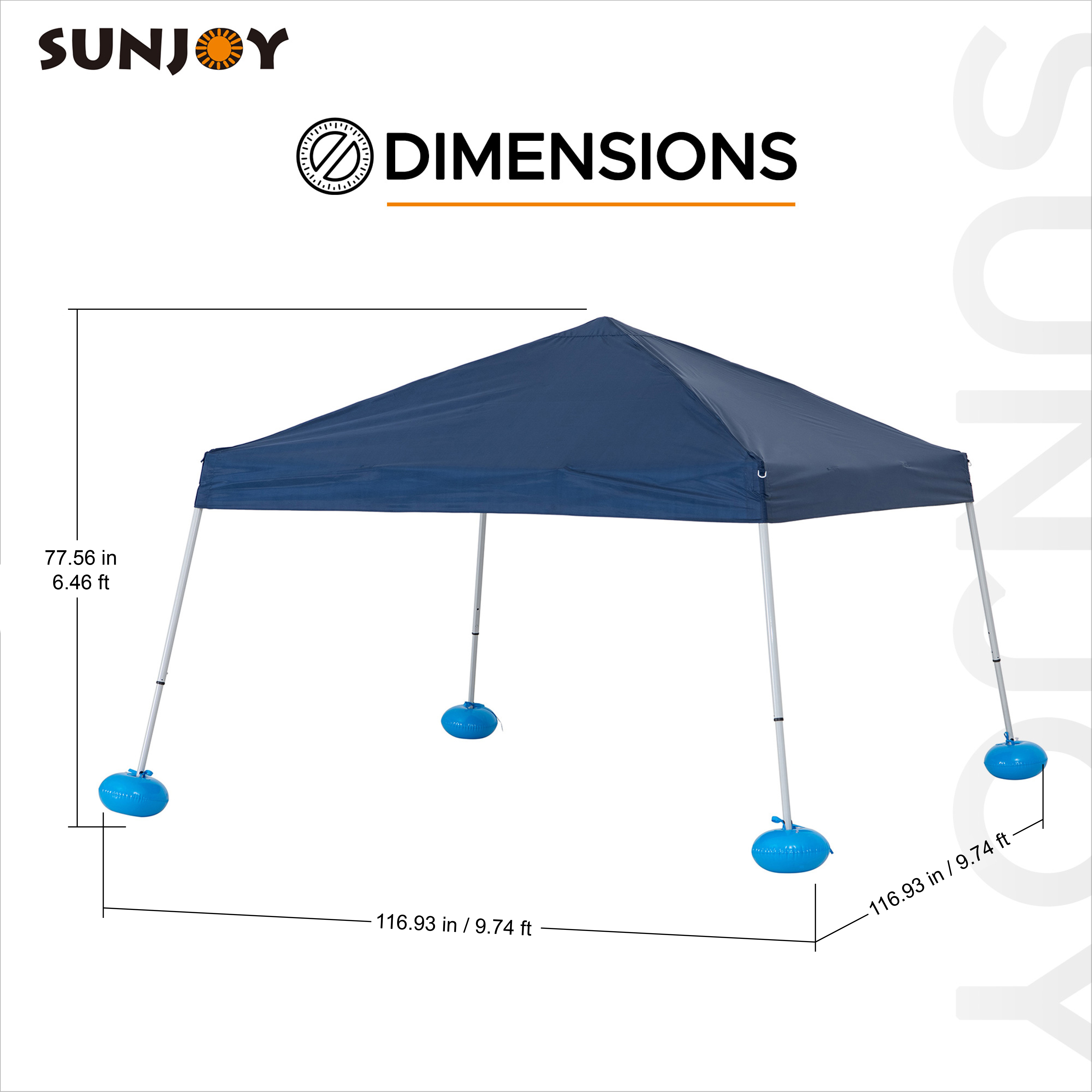 Sunjoy Floating Pool Canopy with Add-on 36x24 in. Wicker Tray,Gray