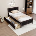 thumbnail image 1 of Gymax Twin Size Wooden Bed Frame with 2 Storage Drawers & Under-bed Storage Espresso, 1 of 10