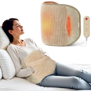 Plaque chauffante avec masseur pour soulagement de la douleur au dos, plaque chauffante enveloppée pour les crampes d'époque Relief des épaules au cou du bas du dos