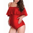 thumbnail image 1 of Neinkie Maternity Swimsuit One Piece Pregnancy Swimwear Bathing Suit Halter Ruffled Maternity Bikini Monokini, 1 of 8