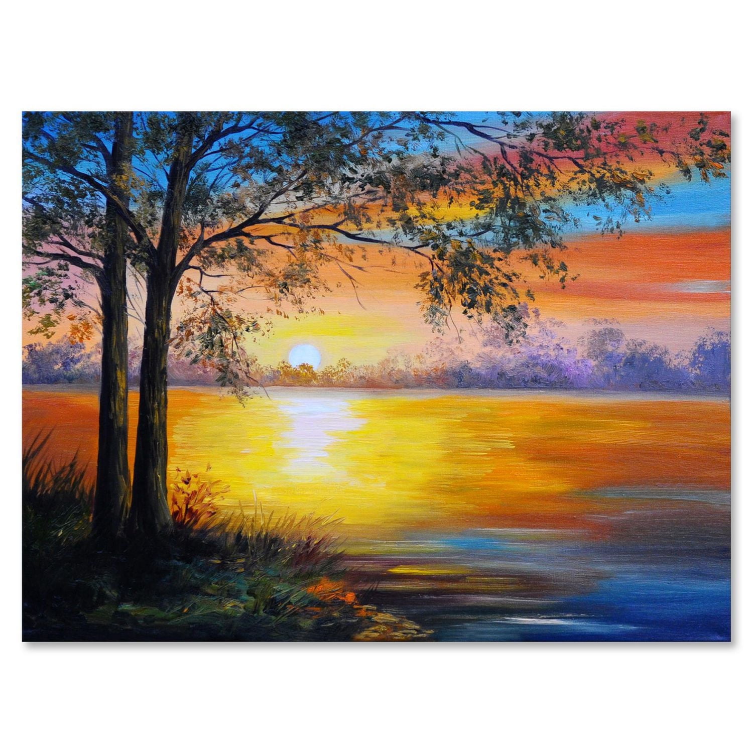 Designart Arbre du soir près du lac Art mural sur toile