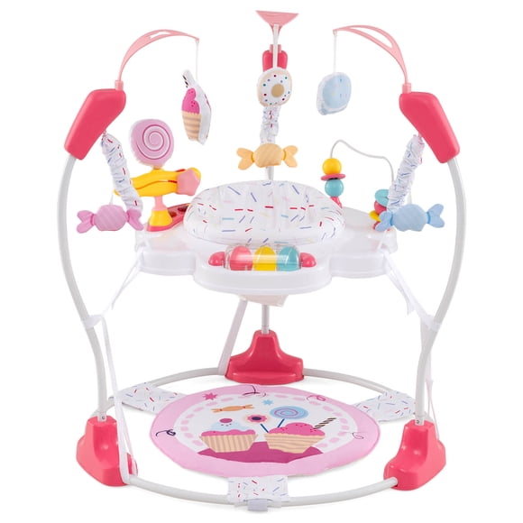 Costway Centre d'Activités Stationnaire pour Bébé, Sauteur pour Nourrisson avec Coussinet de Pied Amovible, Rose