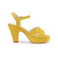 thumbnail image 3 of BLISSFUL STEP Women's Platform Chunky Heels Ankle Strap Sandals Yellow (Size 7.5), 3 of 6