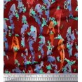 thumbnail image 1 of Soimoi Red Poly Georgette Fabric Fish Ocean Printed Craft Fabric by the Yard 52 Inch Wide, 1 of 2