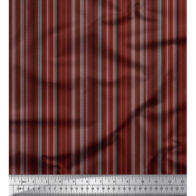 Soimoi Polyester Crepe Fabric Diagonal Line & Stripe Print Fabric by The Yard 42 Inch Wide