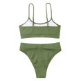 thumbnail image 4 of Women Two Piece Bathing Suits Ribbed Sports High Waisted Bikini Set Spaghetti Strap Swimsuit Tummy Control Swimwear, 4 of 4