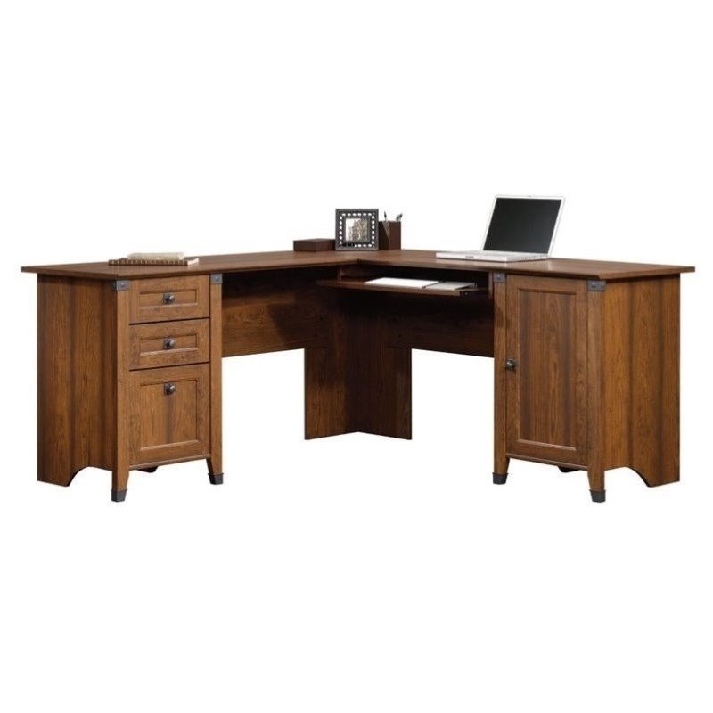 Pemberly Row L Shaped Computer Desk in Washington Cherry