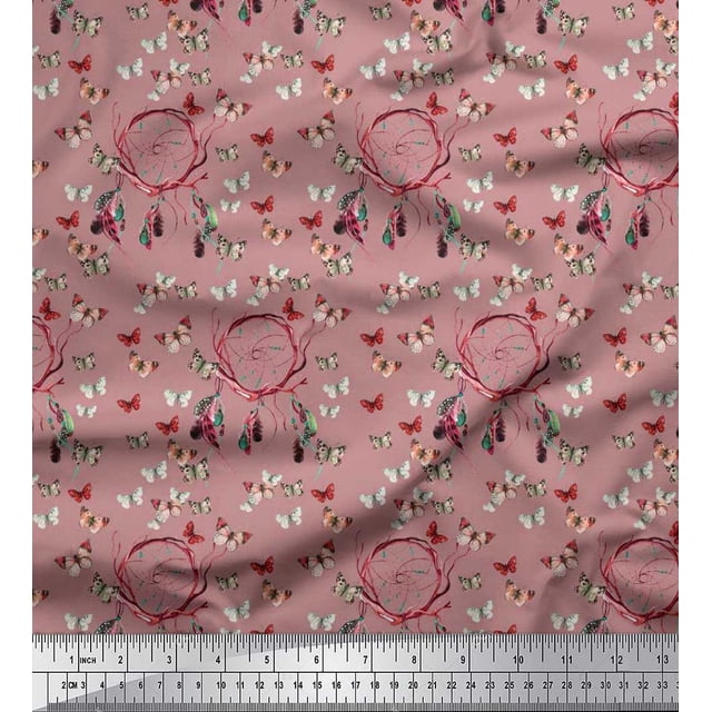 Soimoi Tissu en Rayonne Attrape-Rêves & Imprimé Butterfly Tissu au Mètre 56 Pouces de Large