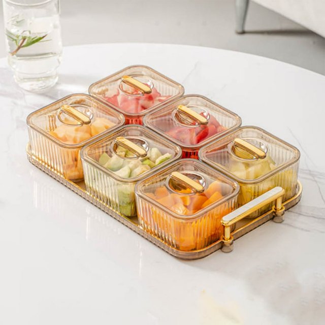 CHUANK Home Storage & Organisation Fruit Tray Clear Snack Display Tray Candy Snack Tray Nut And Dried Fruit Storage Box Snack Tray For Kitchen And Party Food And Pantry Organization