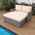 thumbnail image 1 of Costway Causeuse de Patio 2 Pcs avec Pouf de Rangement Multifonction de 31 Gal et Coussins Doux, 1 of 10