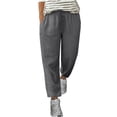 thumbnail image 1 of Yuyuzo Womens Cotton Linen Pants Drawstring High Waisted Lounge Pants Straight Leg Cropped Trousers, 1 of 5