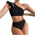 thumbnail image 1 of EGNMCR Bikini Set Women's Color High Waist One Shoulder Bikini Split Swimwear Set, 1 of 4