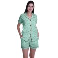 thumbnail image 1 of Moomaya Ensemble de Pyjama en Coton pour Femmes, Chemise de Nuit à Col Cranté à Manches Courtes, 1 of 6