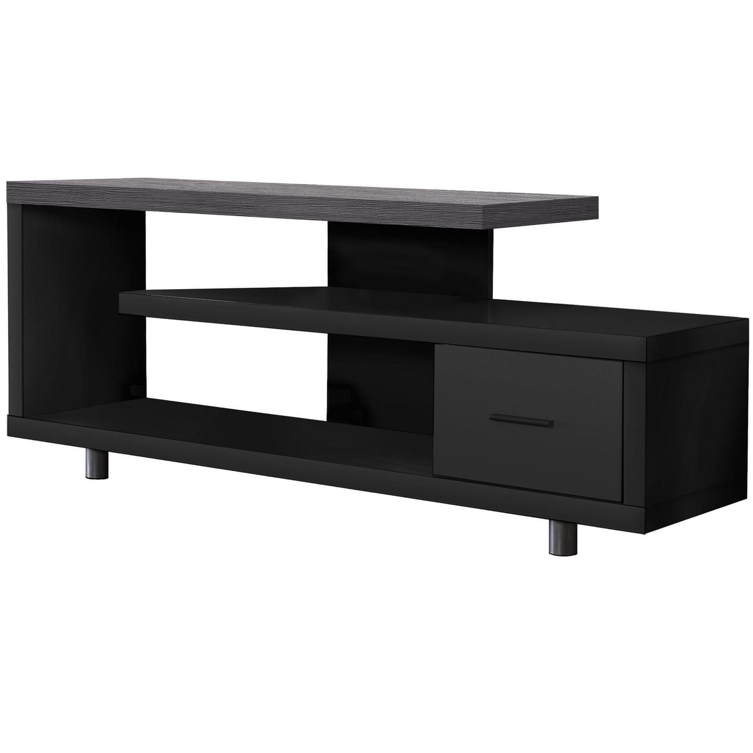 Monarch Specialties Tv Stand, 60 Inch, Console, Media Entertainment Center, Storage Cabinet, Living Room, Bedroom, Laminate, Black, Grey, Contemporary, Modern