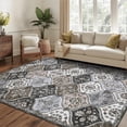 thumbnail image 2 of Hasoo Washable Living Room Area Rug 9x12 ft Large Modern Floral Non-Slip Soft Foldable Indoor Gray/Brown Carpet, 2 of 5