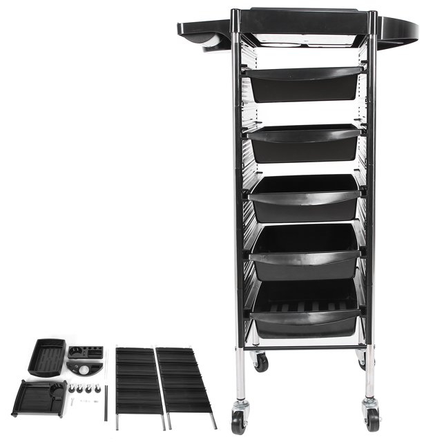 MultiFunctional Hair Salon Trolley Hairdressing Tool Storage Cart Organizer with 5 Trays