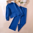 thumbnail image 4 of EGNMCR Long Sleeve Turndown Collar Set Children's Solid Color Long Sleeve Turn-Down Collar Button-Up Top With Elastic Waist And Pockets And Pants Set Girl polyester set, 4 of 8