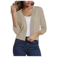 thumbnail image 1 of Penkiiy Cardigan Court à Manches 3/4 pour Femmes, Élégant Boléro pour Femmes, G Beige, 1 of 5