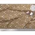 thumbnail image 3 of Soimoi Brown Rayon Crepe Fabric Bird,Paw & Cocker Spaniel Dog Print Fabric by the Yard 46 Inch Wide, 3 of 3