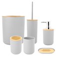 thumbnail image 4 of Accessoires de salle de bain 6 pièces/ensemble ménage salle de bain boîte à savon porte-brosse à dents porte-gobelet de rinçage bouteille de lotion accessoires kit gris, 4 of 14