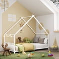thumbnail image 1 of GUNAITO Lit Cabane Format Simple avec Barrières de Sécurité et Toit Décoratif, Blanc, 1 of 7