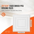 thumbnail image 2 of KFFKFF Drop-In Ceiling Panels, Bundle of 12, 24x24 inch, Premium PVC, Simple Setup/Cut, Adhesive Ceiling Tiles for Decor in Home or Office, White Peg Design, 2 of 9