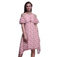 thumbnail image 1 of Bimba Pink Floral Print Womens Chic Style Cold Shoulder Shift Dress Summer Tunic - X-Large, 1 of 6