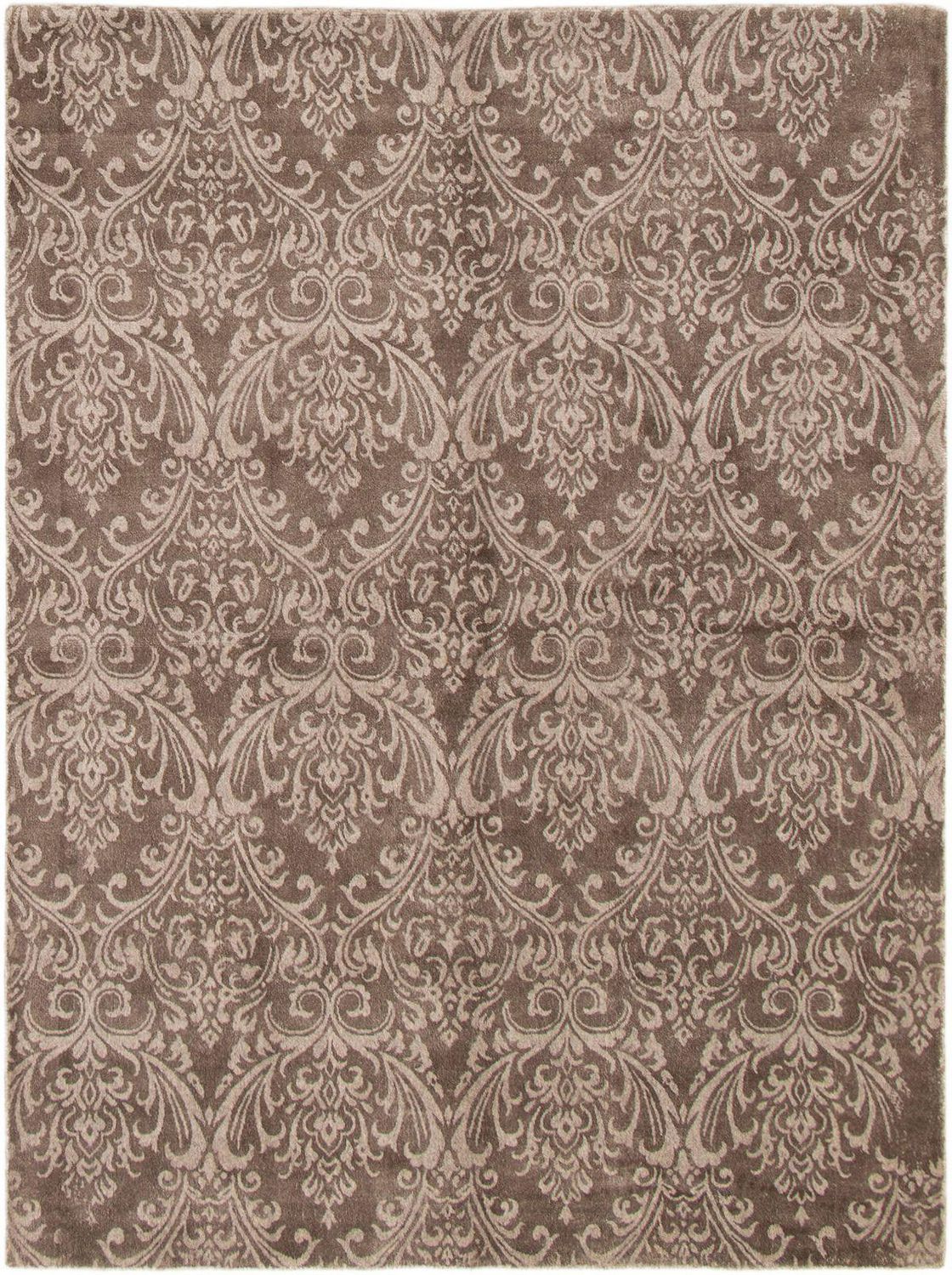 ECARPETGALLERY Tapis Noué à la Main pour Salon, Salle à Manger et Chambre à Coucher Transitionnel Collection Éternité 5'7" x 7'5" en Gris