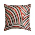 thumbnail image 1 of The HomeCentric Taies d'Oreiller Rouges, Housse de Coussin Scintillante à Paillettes et Perles, Lot de 2, Housse de Coussin 18x18 Pouces (45x45 cm), Housse de Coussin Carrée en Soie, Pâques Abstrait - Stries Rouges et Noires, 1 of 3