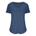 thumbnail image 4 of Timegard Tops for Women V Neck Short Sleeve Button Comfy Summer Casual Loose Tops Tee Solid Color, 4 of 6