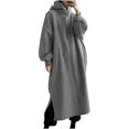 thumbnail image 2 of Mikilon Femmes Automne Col Rond Uni Ample à Capuche Confortable à Manches Longues Robe, 2 of 6