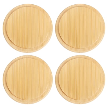 Unique Bargains 4Pack Bamboo Cup Lid 3.58 Inch, Cup Cover Coffee Mug Cover Tea Glass Cup Lid