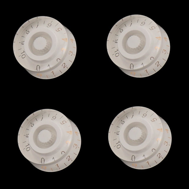 Luckyn 4 Pcs Multi Color LP Electric Guitar Volume Tone Knob Top Hat Speed Control Guitar Knobs White