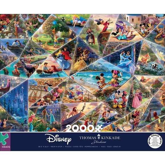 Puzzle en 2000 pièces Ceaco Thomas Kinkade Disney Collage pour adultes, à partir de 14 ans