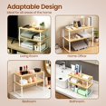 thumbnail image 3 of SONGMICS Cabinet Organizer Shelf, 2 Shelves, Kitchen Storage, Spice Rack, Stackable, Expandable, Metal and Engineered Wood, White and Natural Beige, 3 of 9