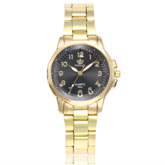 TIMIFIS Montres pour Femmes avec un design Analogique Rond à quartz et un Bracelet en Acier Inoxydable, Fini or. la Montre a un Cadran Noir avec des Chiffres et des Aiguilles Ton or, un Diamètre de 3,2 cm et une Épaisseur de Boîtier de 9 mm. Convient aux occasions Décontractées Ou Formelles, Elle Offre un Style Chic et Élégant.