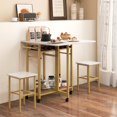 thumbnail image 2 of Costway Ensemble de Table à Manger Roulante 3 Pcs Table de Cuisine Extensible 2 Tabourets avec Porte-Bouteilles Blanc, 2 of 10