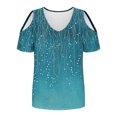 thumbnail image 4 of Soki Women's Off Shoulder Tee Clearance Blouses Short Sleeved V-Neck Fashionable Tops, 4 of 6