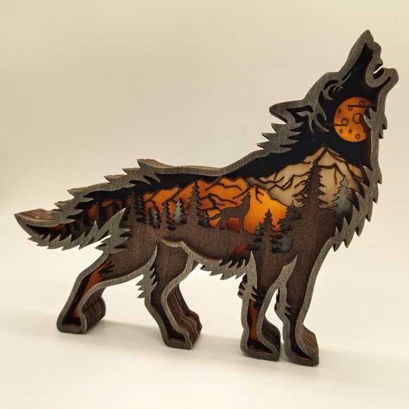 ShenMo Wooden animal crafts creative home desktop decorations multi-layer carved wooden ornaments