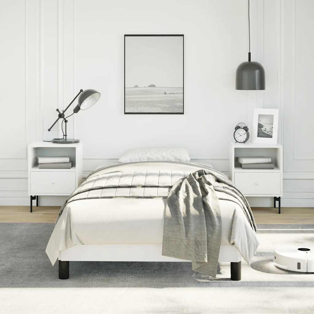 vidaXL Cadre de Lit Blanc 100x190 cm Simple Similicuir