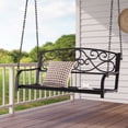 thumbnail image 1 of Gymax 2-Person Metal Porch Swing Bench with Chains, Brown, 1 of 10