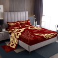 thumbnail image 1 of Erosebridal Boho Skull Bed Sheets Set Queen Size, Skeleton Moth Bed Sheets Queen, Red Gold 4 Pieces, 1 of 7