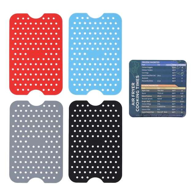 4 pièces doublures de friteuse à air tapis de friteuse à air réutilisables en silicone antiadhésif résistant à la chaleur doublures de panier à vapeur tapis de friteuse à air tapis découpable avec tab